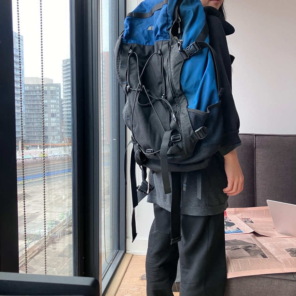 Blue and Black hiking trekking Backpack